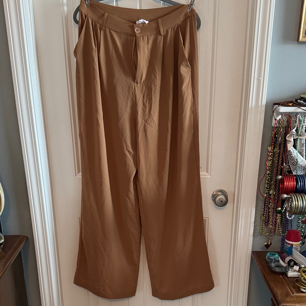 Chic Tan Wide Leg Women's Pants